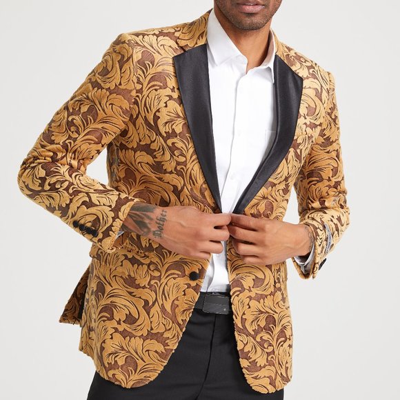 Mens Black Blazer - Men's Stacy Adam's Paisley Velvet Prom & Wedding Tuxedo Jacket in Black main image 1